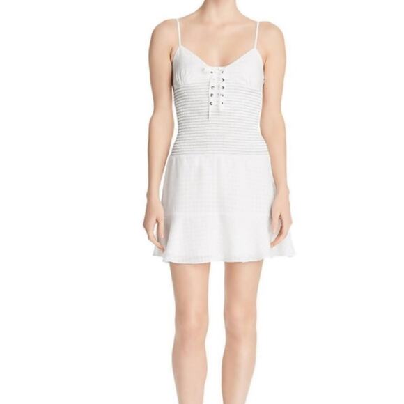 The East Order Dress White Smocked Lace Up Mini - Picture 2 of 8